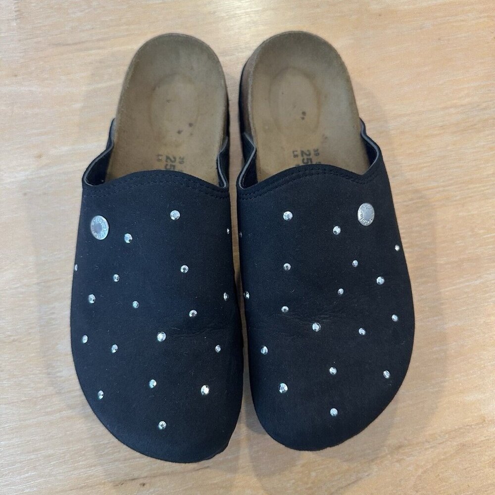 Birkenstock Black Mules with Silver Accents